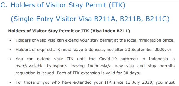 印尼签证自动延期