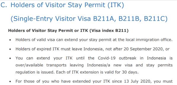 印尼签证自动延期