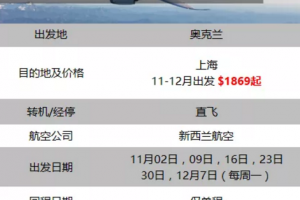 新西兰⇄中国8月航班计划！南航每周2班！